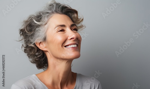 Photo of a woman with a joyful expression looking up towards the sky