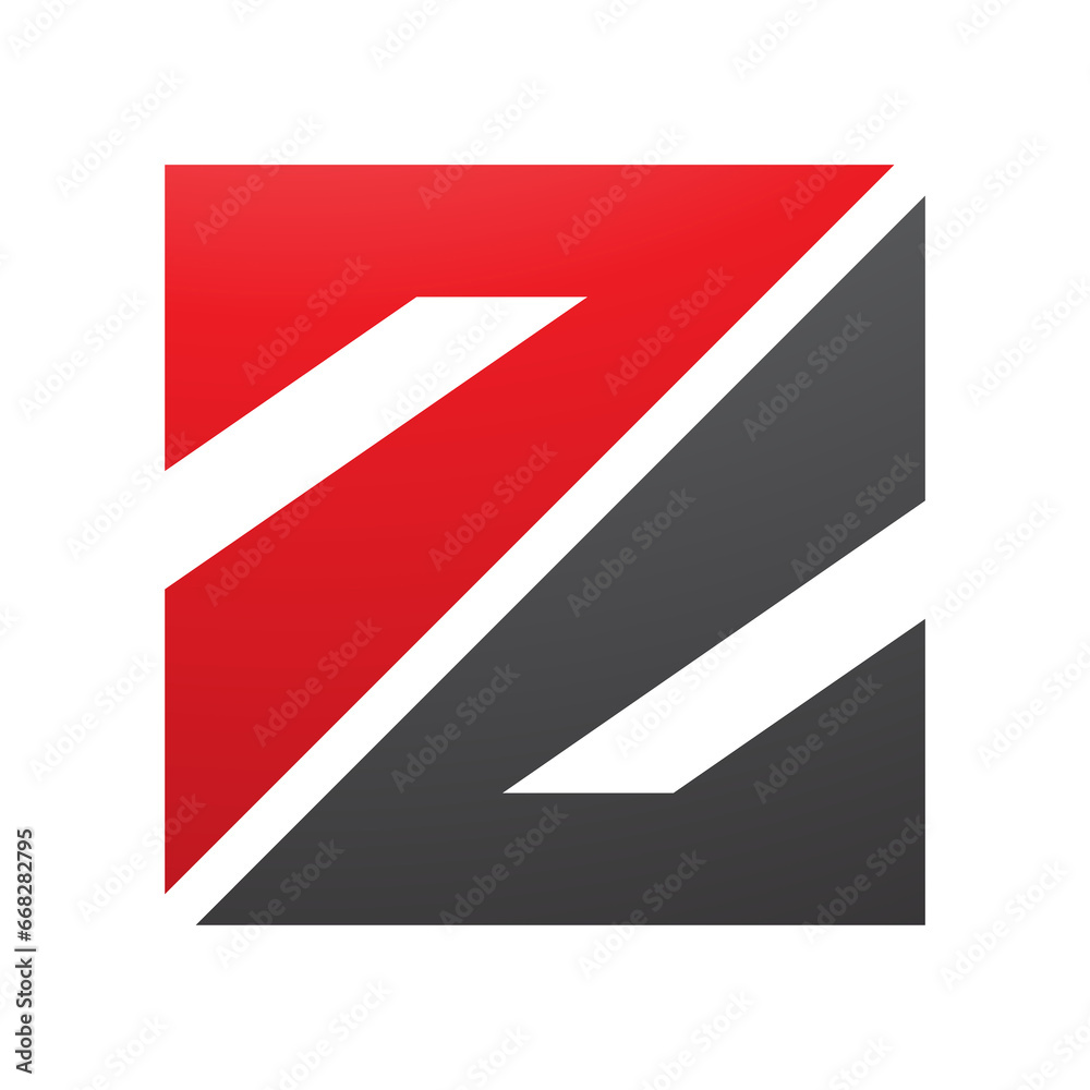 Red and Black Triangular Square Shaped Letter Z Icon