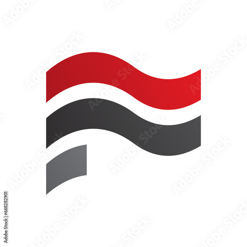 Free Download Red and Black Wavy Flag Shaped Letter F Icon - GFXLoad