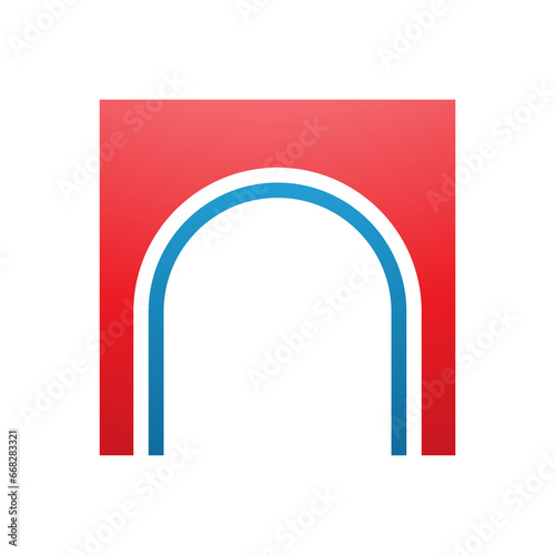Red and Blue Arch Shaped Letter N Icon