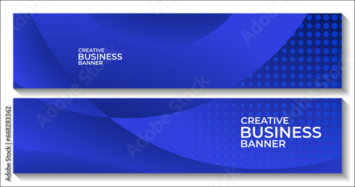 set of banners with abstract navy blue colorful dynamic wave background