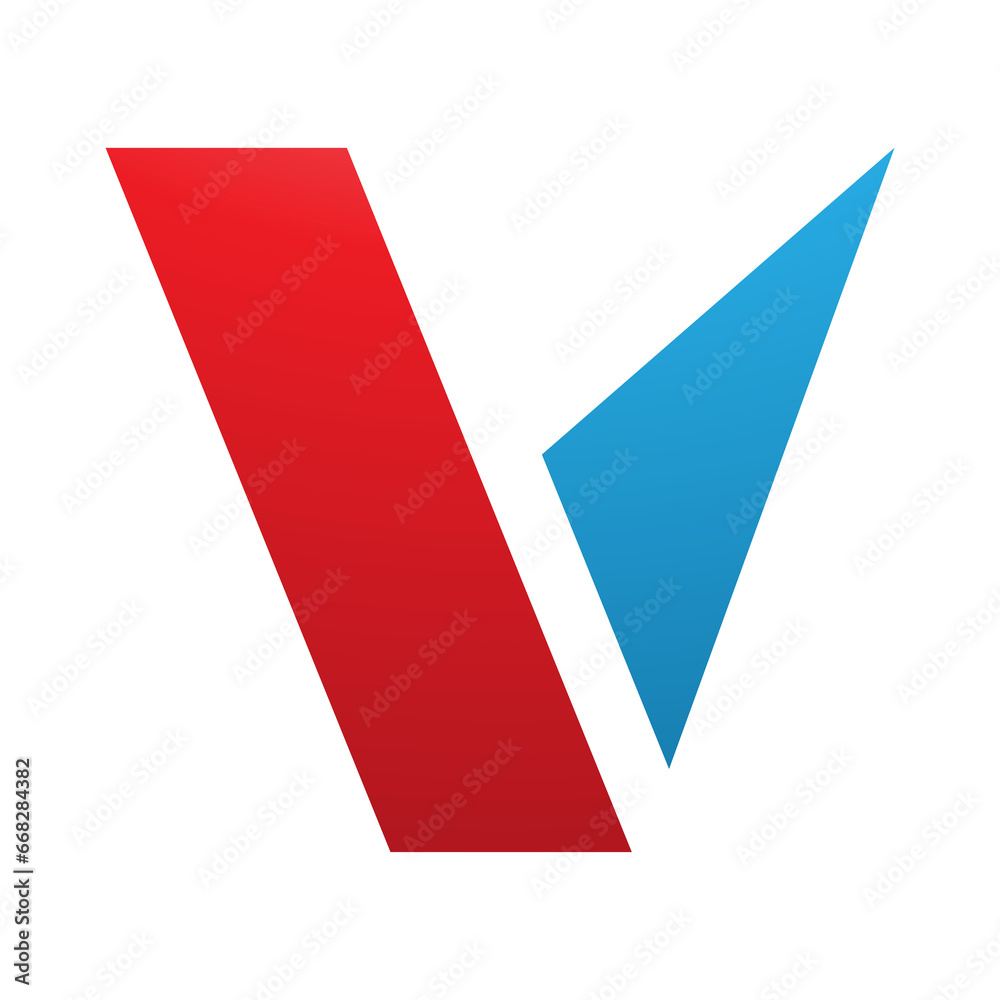 Red and Blue Geometrical Shaped Letter V Icon Red and Blue Geometrical Shaped Letter V Icon