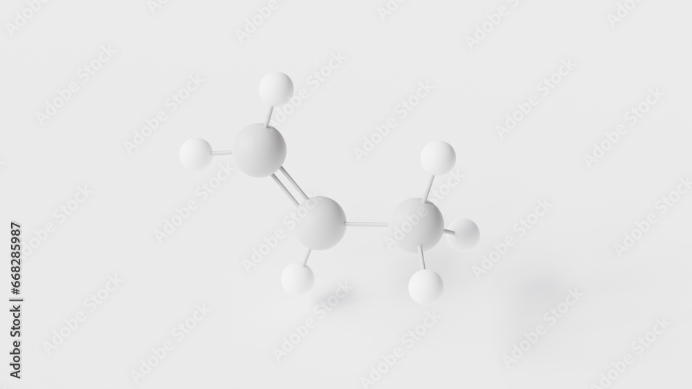 propylene molecule 3d, molecular structure, ball and stick model ...