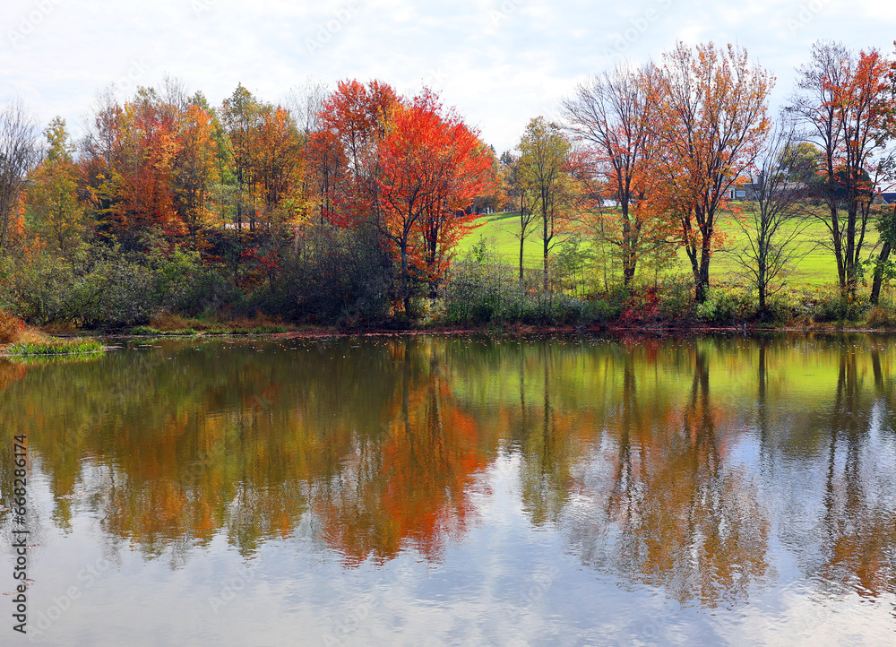 North america fall landscape eastern township Bromont-Shefford Quebec province Canada North america fall landscape eastern township Bromont-Shefford Quebec province Canada