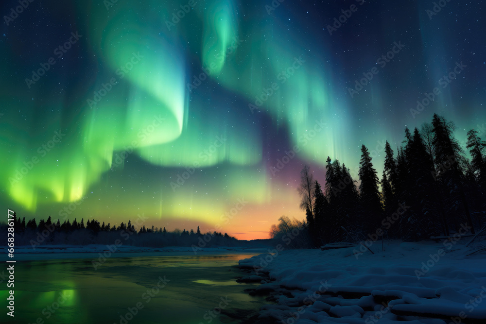 Heavenly Aurora Symphony: Celestial Paintings