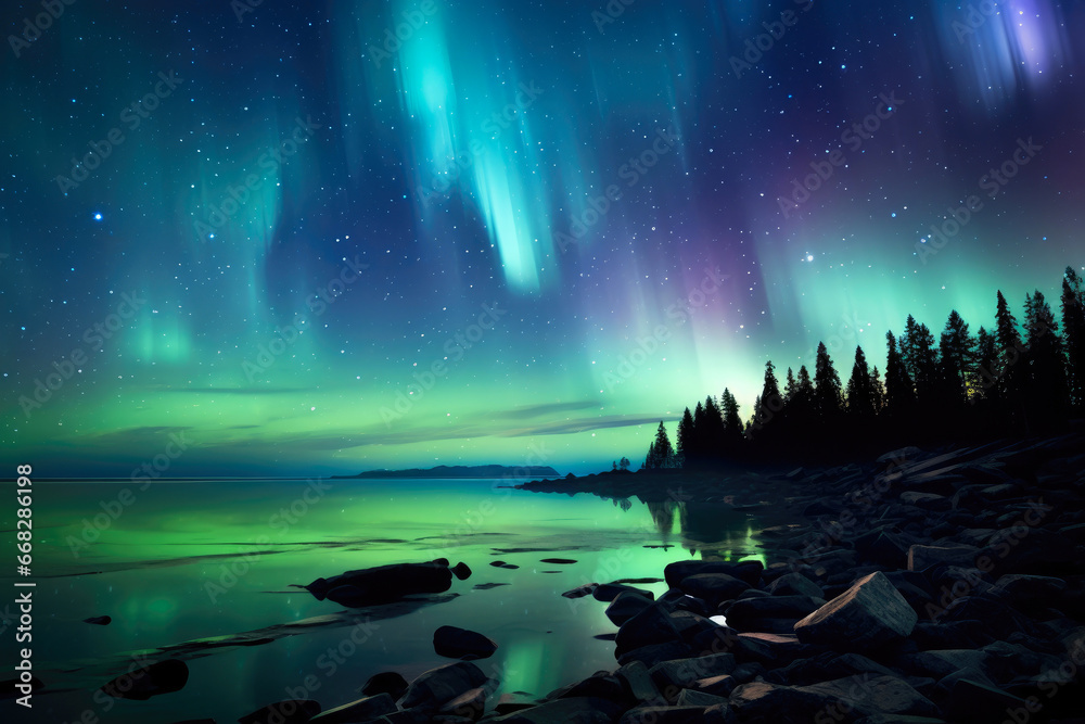 Celestial Canvas: Ethereal Aurora Masterpiece
