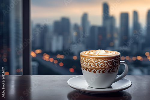 Enjoying Coffee with a Glimpse of the Urban Dawn