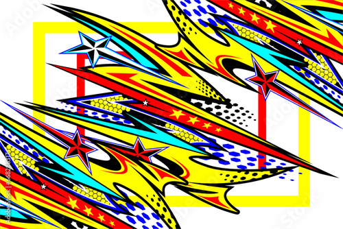 vector abstract racing background design with a unique line pattern and a combination of bright colors and star effects. looks cool and unique