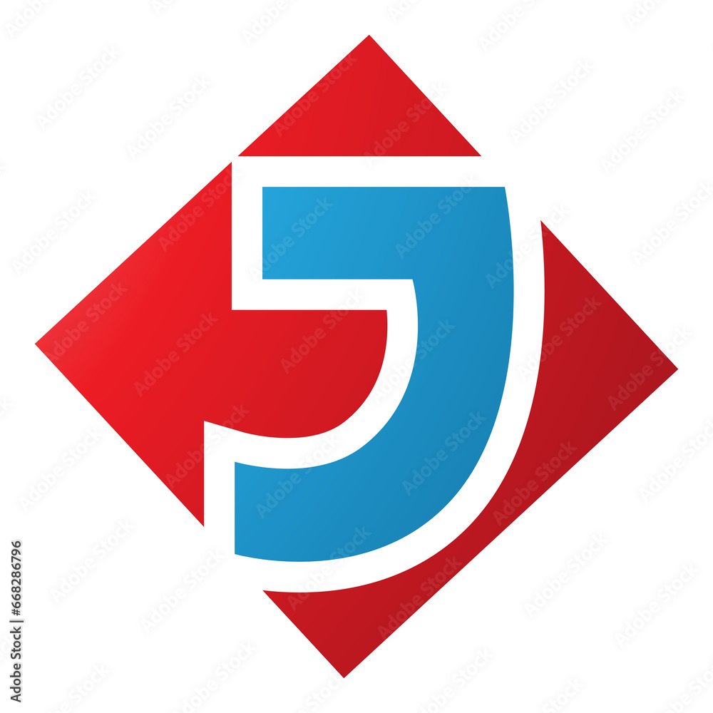 Red and Blue Square Diamond Shaped Letter J Icon Red and Blue Square Diamond Shaped Letter J Icon