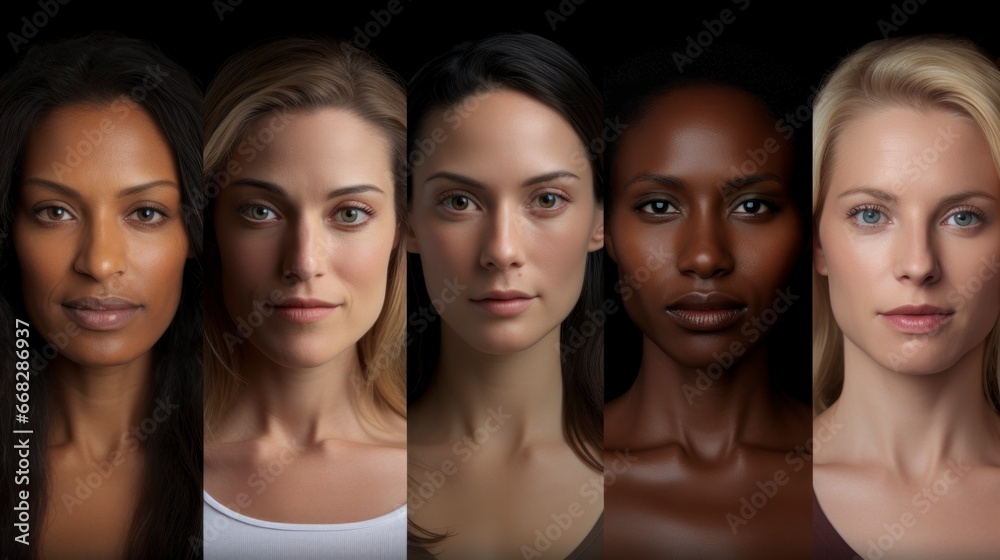 Faces of beautiful women in 3d