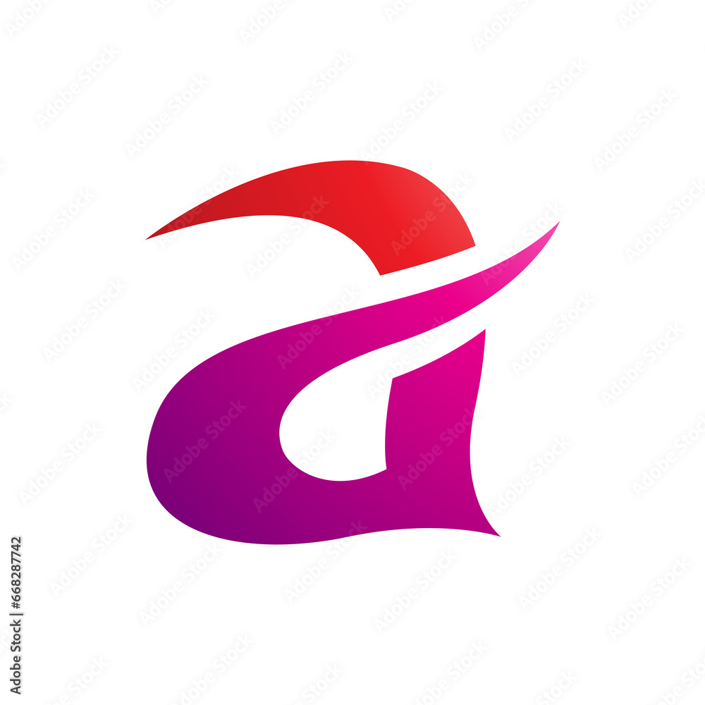 Red and Magenta Curvy Spikes Letter A Icon