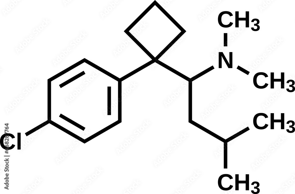 Sibutramine structural formula, vector illustration Sibutramine structural formula, vector illustration
