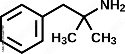 Phentermine structural formula, vector illustration