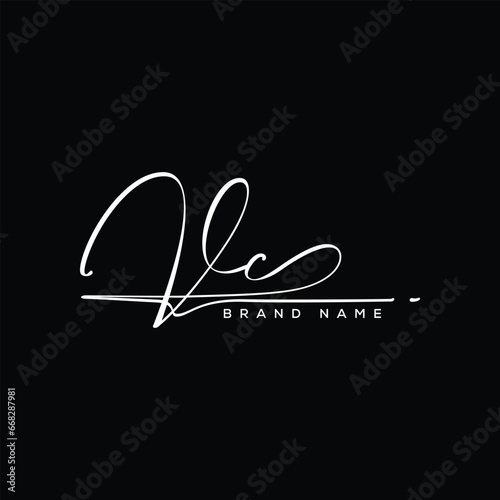 VC letter beauty handwriting vector logo. 