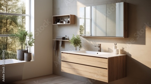 beautiful minimal restroom counter top home interior design concept restroom mockup template background