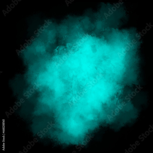 Turquoise color powder explosion isolated on black background. Royalty high-quality free stock photo image Freeze motion of turquoise powder exploding. Colorful dust explode. Paint Holi, dust particle © Jangnhut2023