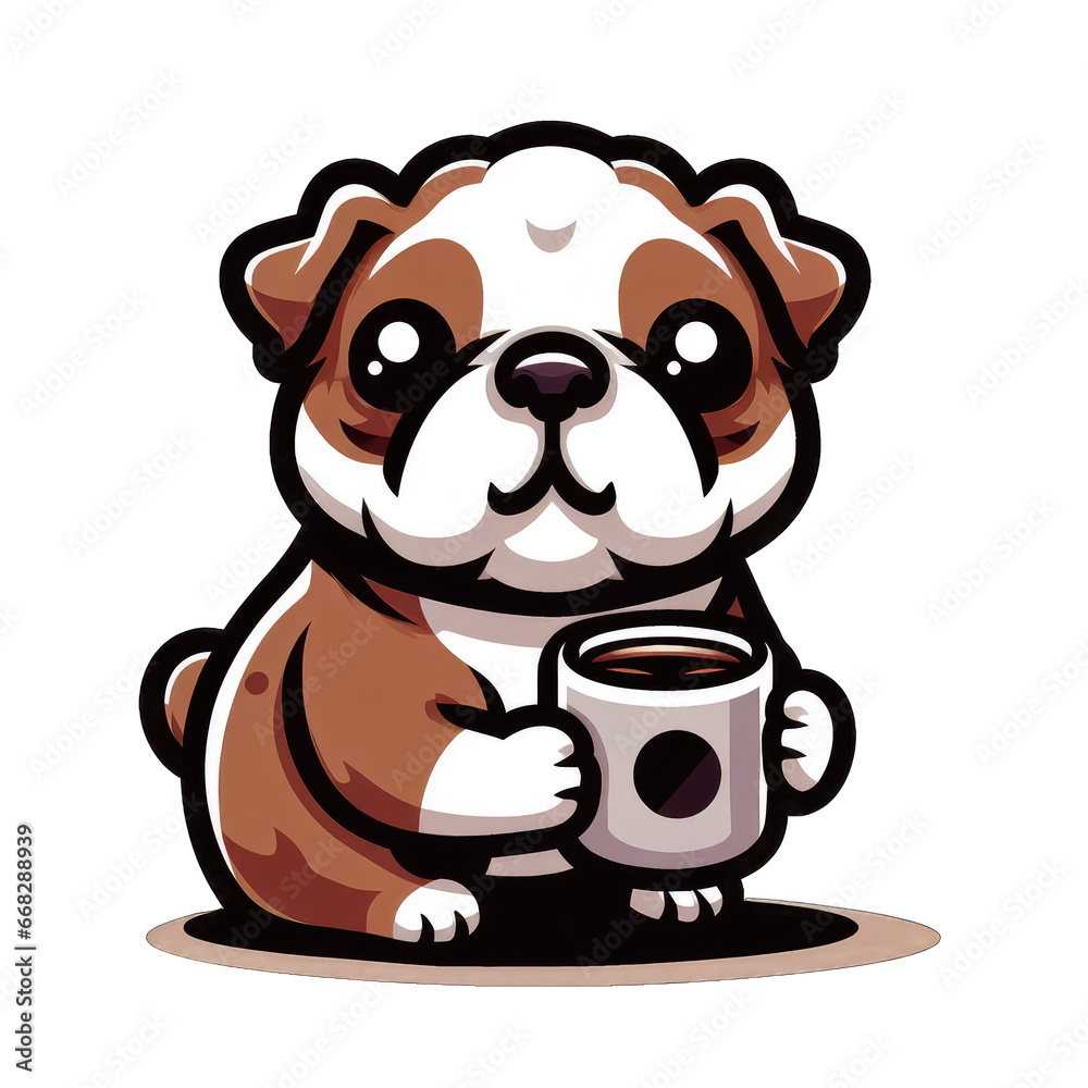 Fototapeta premium Playful Bulldog Pup Sticker, GENERATIVE AI