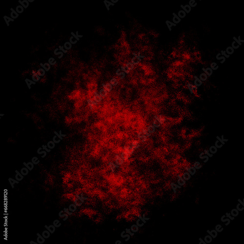 Red color powder explosion isolated on black background. Royalty high-quality free stock photo image Freeze motion of Red powder exploding. Colorful dust explode. Paint Holi, dust particles splash