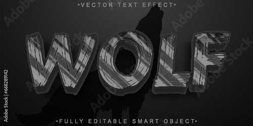 Gray Wild Wolf Vector Fully Editable Smart Object Text Effect