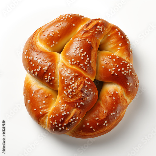 pretzel close up of a bun with sesame