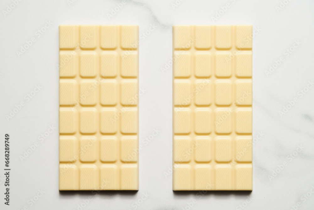 White chocolate bar on white marble background. White chocolate bar on white marble background.