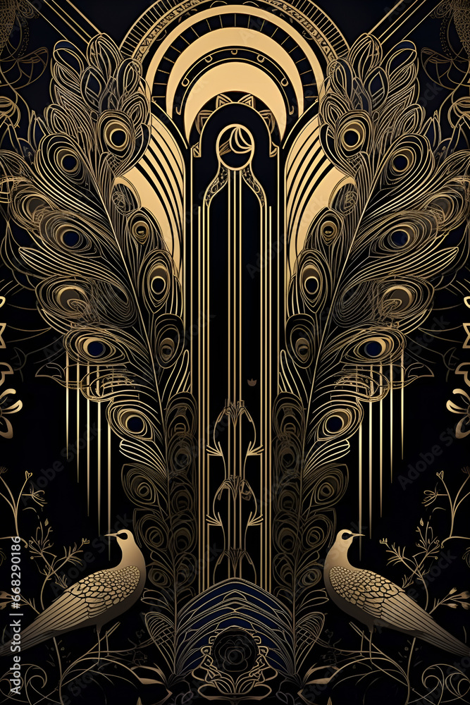 Art Deco, Seamless pattern, generative ai Art Deco, Seamless pattern, generative ai