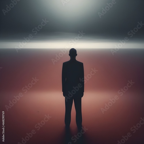 An abstract and surreal image of a lonely person representing loneliness © Hamdan