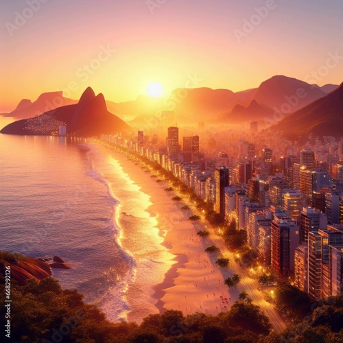 Sunset on the beach in Rio de Janeiro