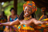 Graceful African Lady Dancing in Traditional Tribal Attire