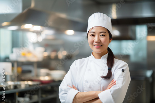 Dedicated Asian Cook in a Restaurant Kitchen