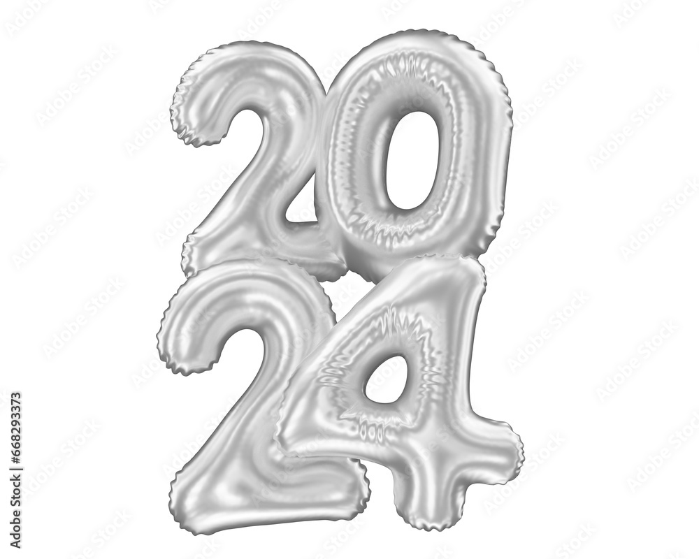 year 2024 golden symbol 3d render