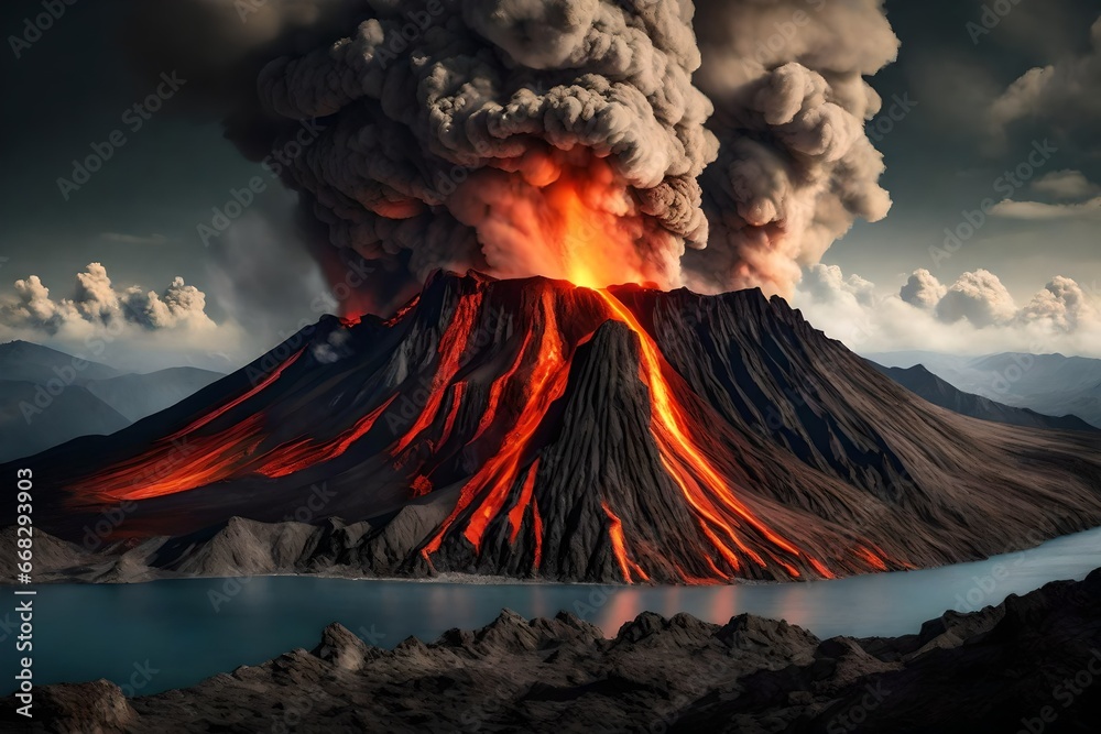 volcano eruption volcano generated by AI technology
