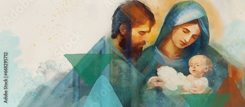 Vászonkép Holy Family Nativity scene