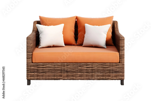 Outdoor wicker Sofa (PNG Cutout) isolated on a transparent background, AI