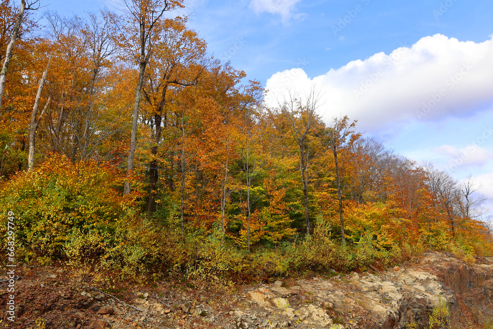 Fototapeta premium North america fall landscape eastern township Bromont-Shefford Quebec province Canada