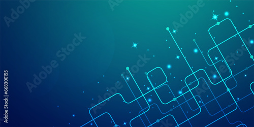 Digital technology banner green blue background concept, cyber technology circuit, abstract tech, innovation future data, internet network, Ai big data, futuristic wifi connection illustration vector