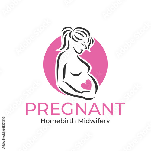 pregnancy logo pregnant woman maternal vector illustration