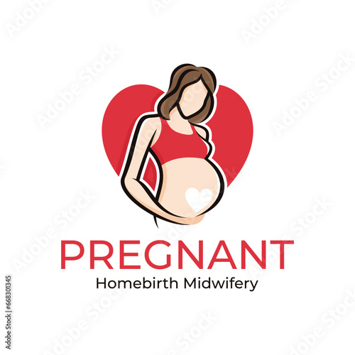 pregnancy logo pregnant woman maternal vector illustration