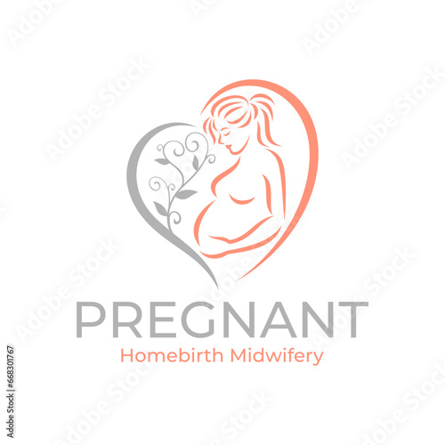 pregnancy logo pregnant woman maternal vector illustration