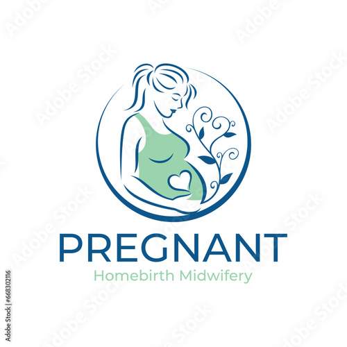 pregnancy logo pregnant woman maternal vector illustration
