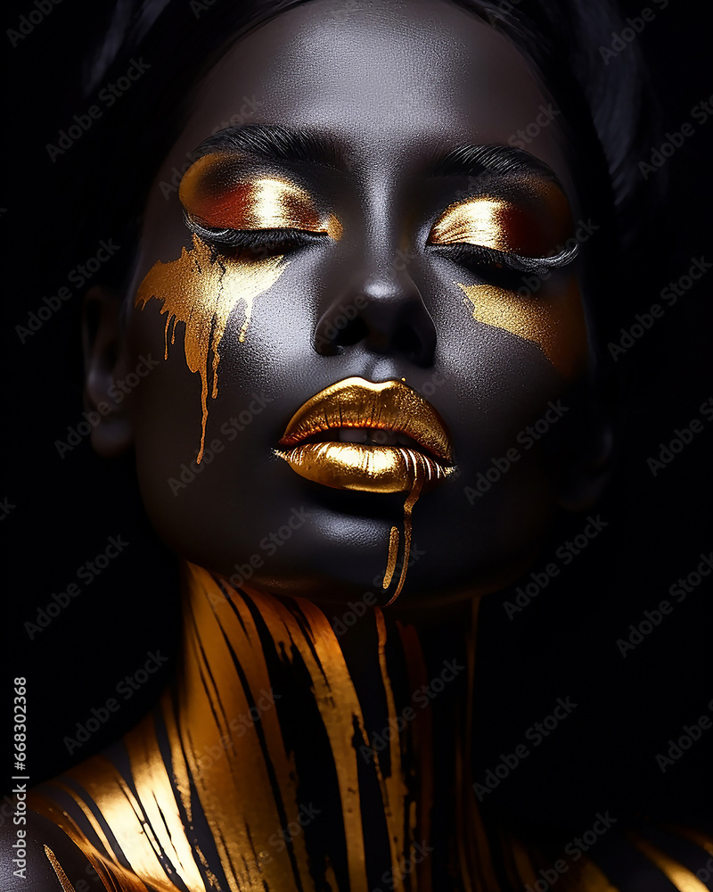 Fashion dark skin girl, red lips Fashion dark skin girl, red lips