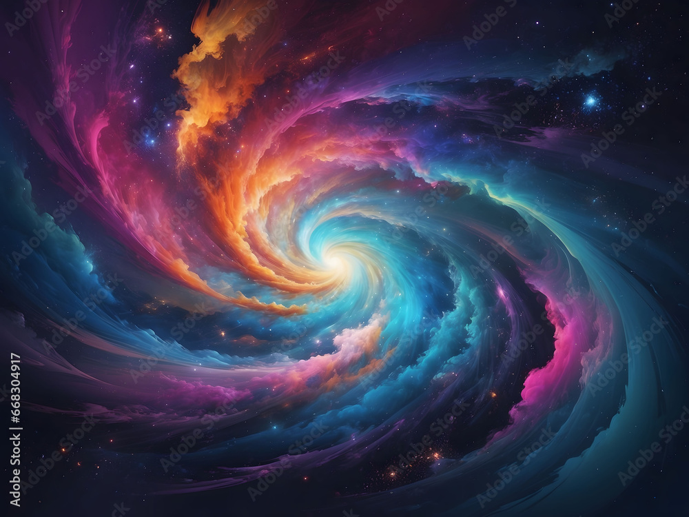spiral galaxy full of colorful star clusters spiral galaxy full of colorful star clusters