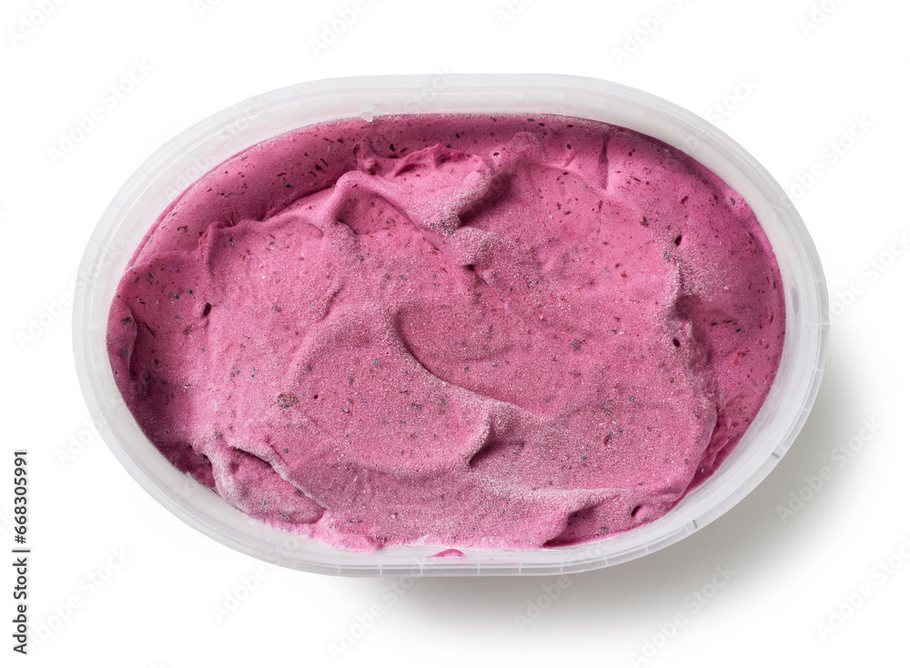 box of homemade black currant ice cream box of homemade black currant ice cream