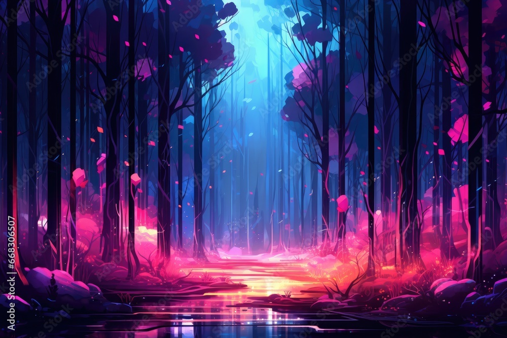 Abstract forest with futuristic neon lights Abstract forest with futuristic neon lights