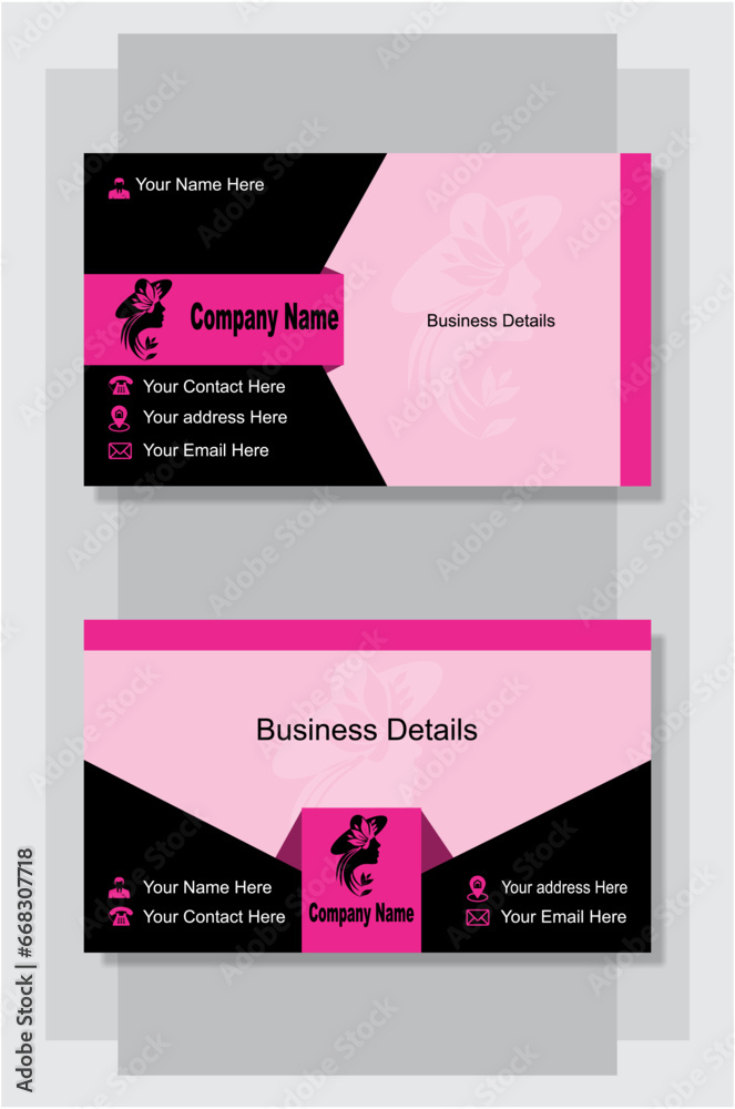BUSINESS CARD, VISITING CARD, PINK COLOUR, BEAUTY CARD, FOR WOMEN, 
