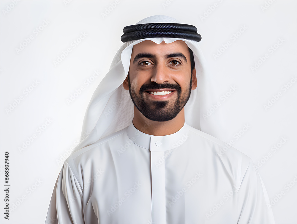 Arab Businessman with a Beard Smiling on White Background Arab Businessman with a Beard Smiling on White Background