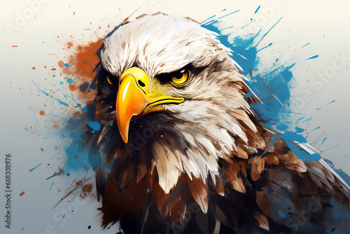 Portrait of a eagle watercolor style, Generative AI photo