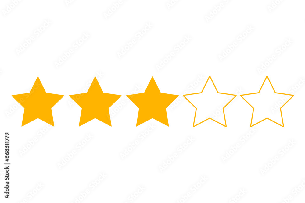 Three star rating. Product review flat icon for apps and websites Three star rating. Product review flat icon for apps and websites