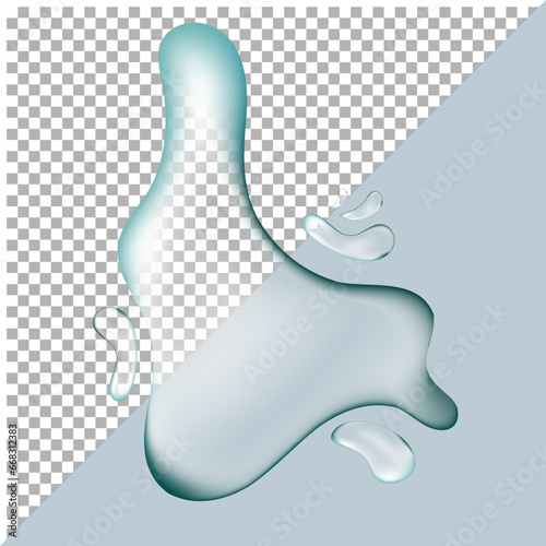 realistic water drops on transparent and blue background