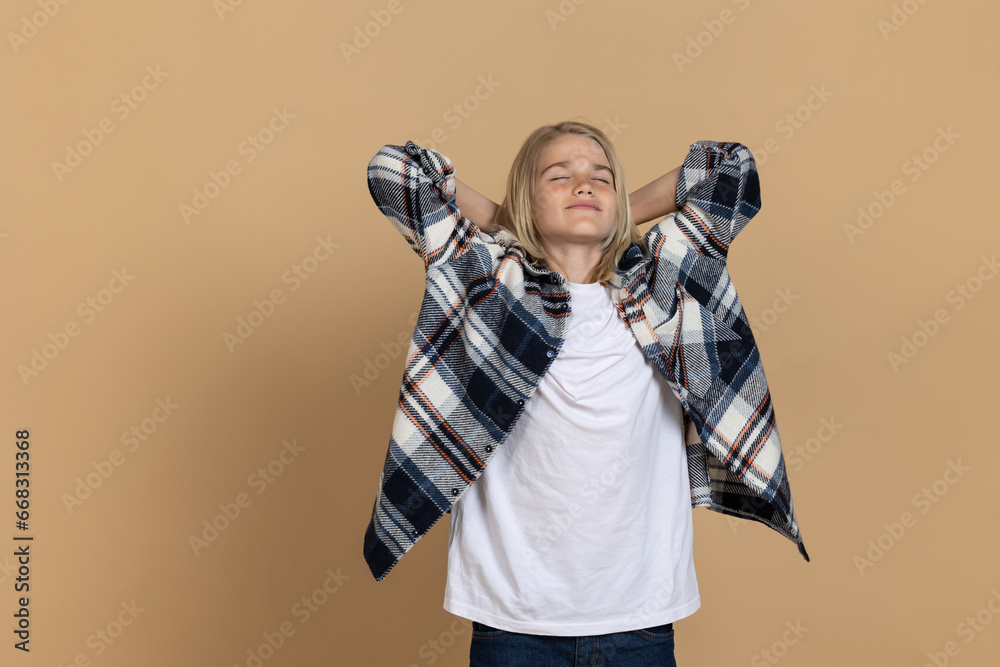 Blonde teen girl looking peaceful and relaxed Blonde teen girl looking peaceful and relaxed